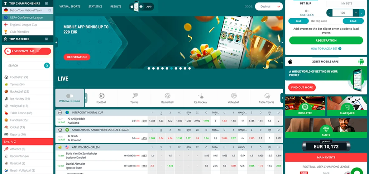 22Bet Stavna platforma